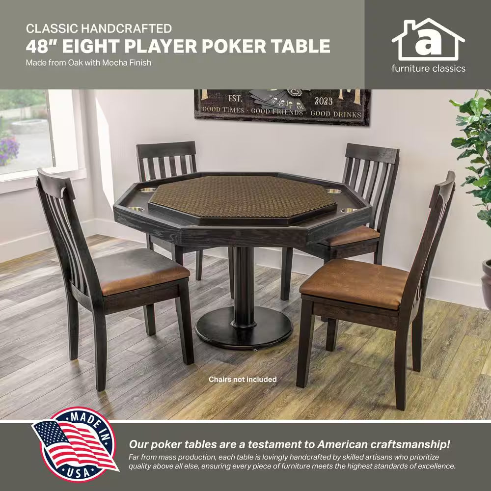 Lost Mill 8 Station Poker Table 1 Quantity in Mocha Oak 1 Pack