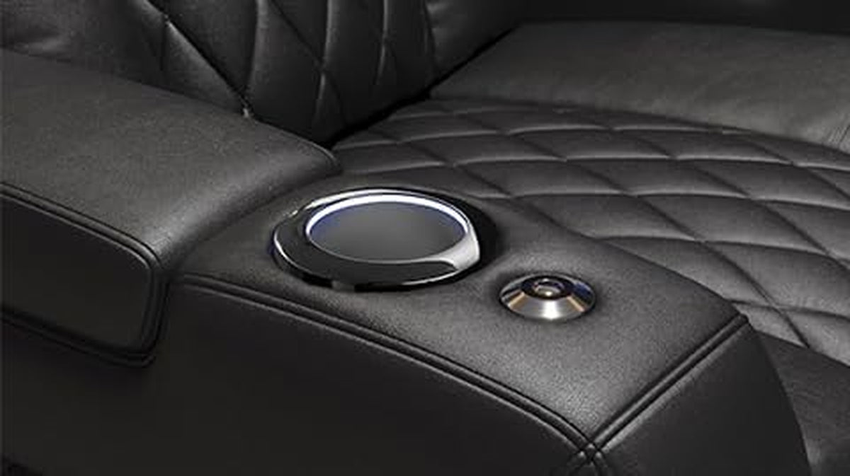 Valencia Tuscany Home Theater Seat - Nappa Leather Power Recliner with Cool Gel Memory Foam, USB-C/A Charging, RGB LED Lights, Adjustable Lumbar & Headrest (Single Recliner,Black)