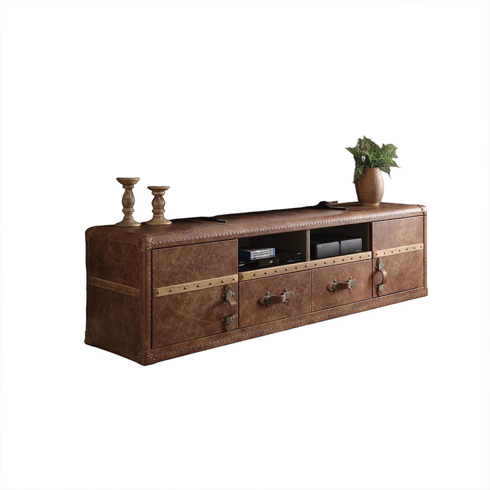 Aberdeen - TV Stand - Retro Brown Top Grain Leather